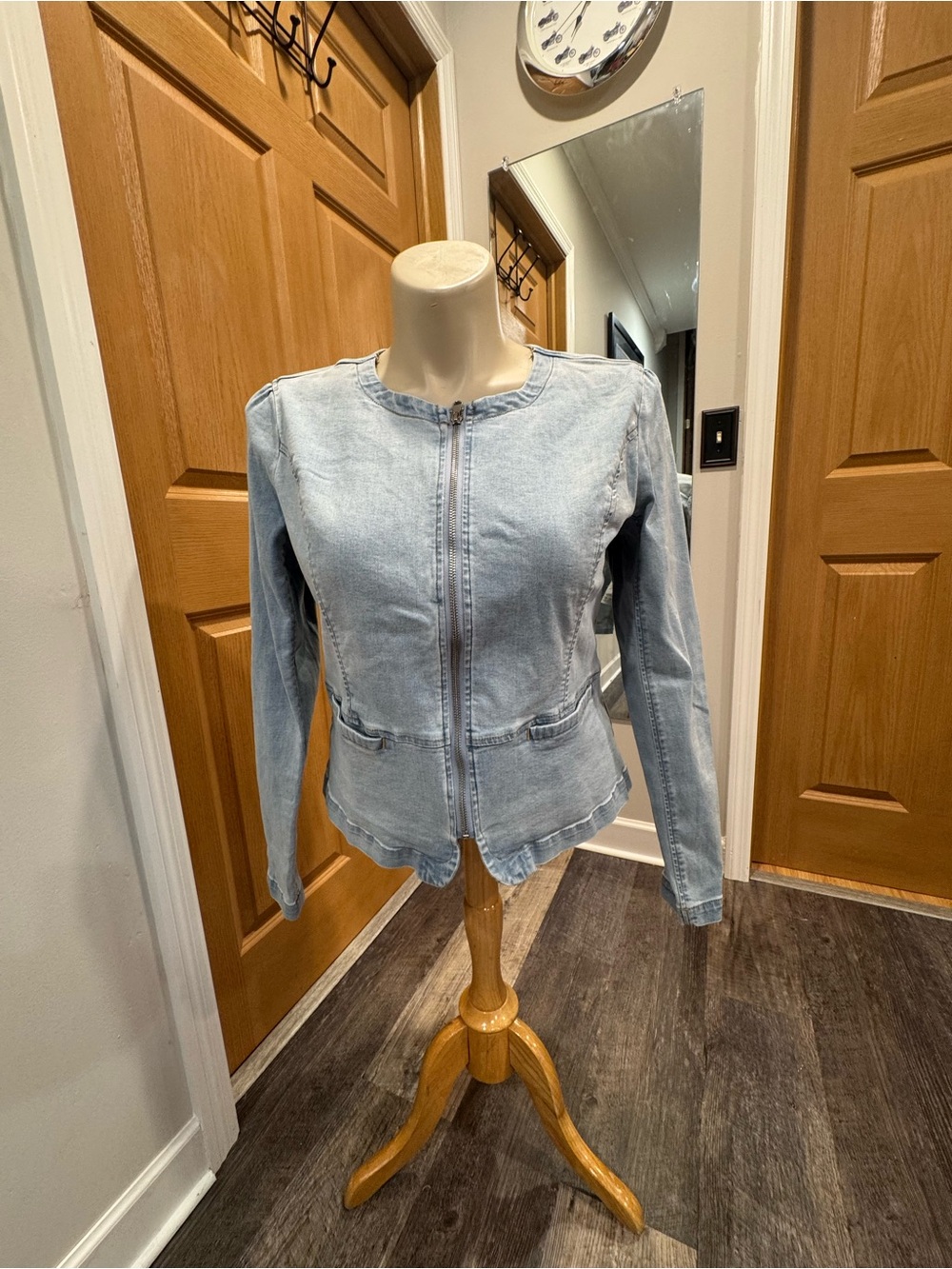 Apt. 9 Light Blue Denim Zip-Up Blazer